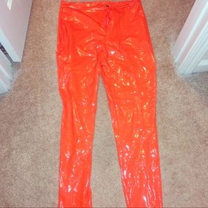 Orange HighWaist Latex Pants